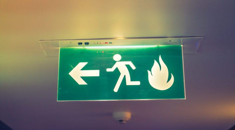 Fire exit ( Filtered image processed vintage effect. )