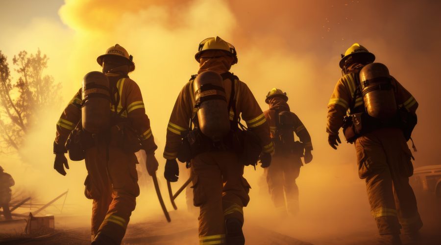 full-shot-firefighters-trying-put-out-wildfire